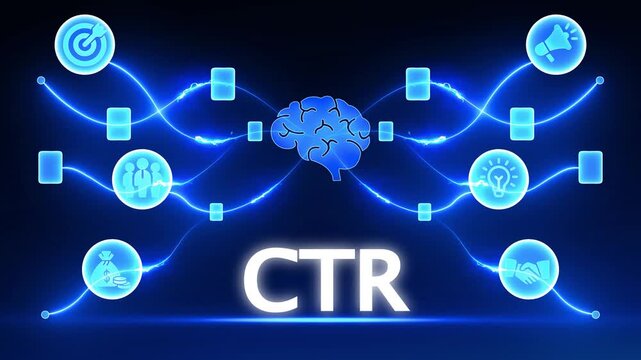 Glowing ctr Acronym Connected to Brain and Business Icons on Dark Background HRIS human resources information system