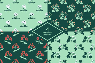 Seamless floral decorative patterns set
