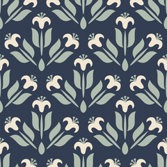 Seamless white flowers decorative pattern