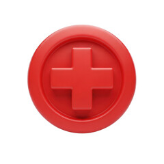 Obraz premium 3D icon of red circular cross mark button, plastic texture, soft lighting, isolated on white background