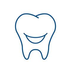 Linear tooth illustration. Dental clinic logo. Tooth icon. Flat vector isolated on white background.