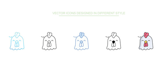 Chicken Face icon design with white background stock illustration