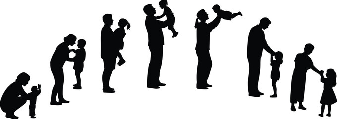 Father daughter silhouette, family bond, parent child relationship, growing up stages, love, parenting journey, childhood memories, emotional connection, life cycle