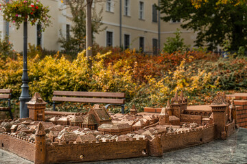 Bronze miniature model of historic Kőszeg old town
