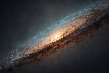 Colorful spiral galaxy in deep space with glowing center and star-filled background &ndash; digital cosmic concept art
