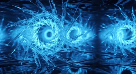 Obraz premium Ethereal luminescence a mesmerizing display of spiraling crystalline structures in blue hues