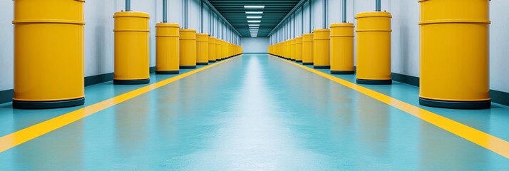 Obraz premium Tilted composition of airport refueling station connected to underground hydrogen network. 