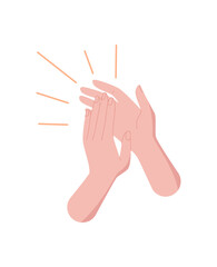 Flat symbol of human hand applause gesture. Ovation and celebrate concept with artistic and colorful design. Recognition cheerful style for posters, banners, or creative projects.
