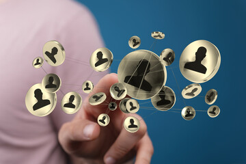 Conceptual social network visualization connecting people globally in digital era for business, community, and connection.