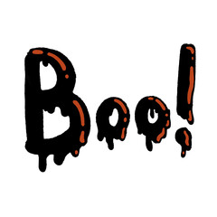 happy halloween text, black inscription on a transparent background 