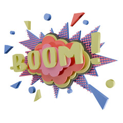 3d comic boom sale text background element