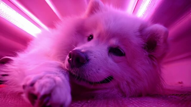 Medium shot of fur being treated with UVstable dyes under bright light highlighting advanced color solutions that resist fading from sunlight