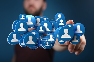 Connecting diverse people with technology. Human resources, digital network, global connection,...