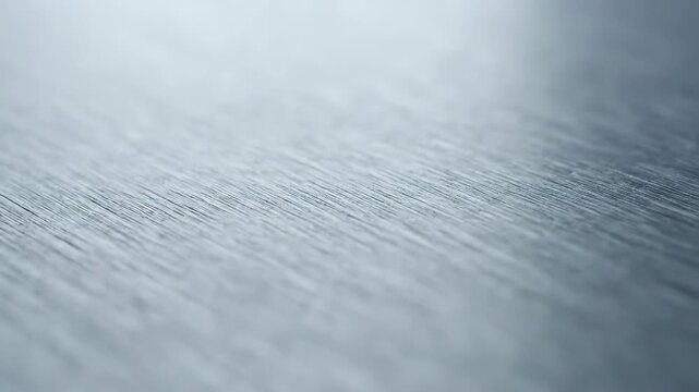 An extreme macro close-up in slow motion showing fine details of a brushed metal surface with subtle light changes emphasizing its unique texture and grain presentation, background, brushed metal