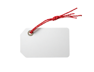 Blank Gift Tag with Red Cord String Tied in Bow Knot for Retail Sale Promotion