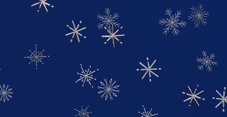 Decorative seamless pattern of snowflakes on a blue background. Ideal for Christmas, winter holiday designs, cards, and festive backgrounds. Gre