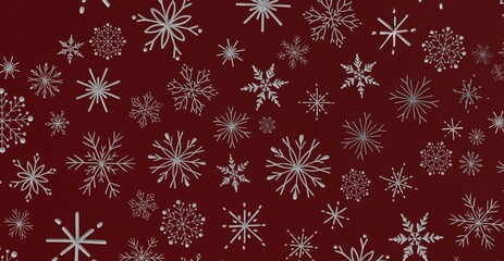 Festive snowflake design on rich burgundy backdrop. Perfect for holiday themes, greeting cards, and...