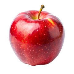 Single shiny red apple, with stem and yellow highlights on a dark background, cutout, PNG, isolated on white or transparent background, AI