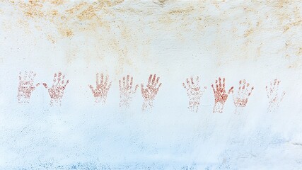 Primitive Handprints on Ancient Cave Wall Reveal Early Human Art and Culture