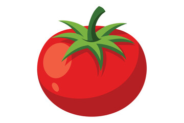 A red tomato with a green stem