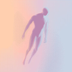 Abstract figure in pastel gradient, inspired by vaporwave aesthetics and digital art.