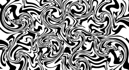 Abstract black and white swirls and lines creating a dynamic optical illusion design
