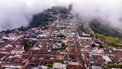 Salamina, Caldas - Colombia. October 6, 2025. Drone photography. The municipality's foundation dates back to 1825.