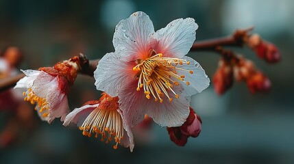 Delicate Plum Blossoms: A Macro View of Spring's Subtle Beauty