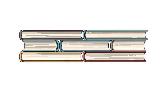 Stacked Books Illustration with Pixelated Appearance on White Background