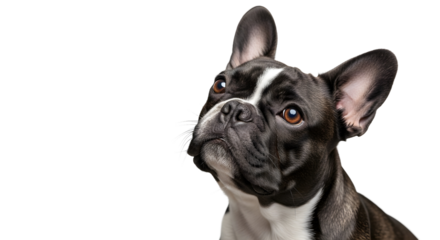 French Bulldog Portrait, Dog, Studio, White Background, Close-Up, Realistic PNG Concept, Isolated, No Text, Transparent View