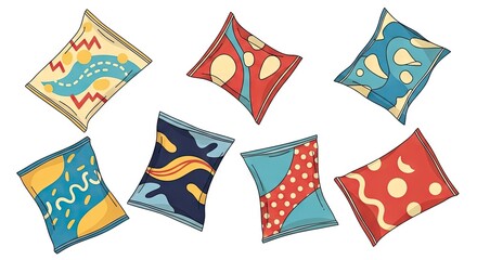 Abstract Geometric Patterned Packets Graphic Design in White Background