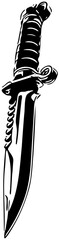black and white vector illustration of knife