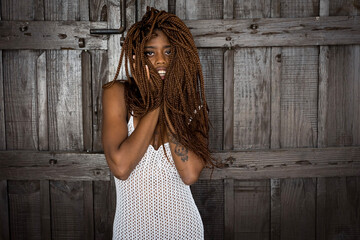 Natural Elegance: Nigerian Beauty's Lingerie Pose Amidst Outdoor Splendor