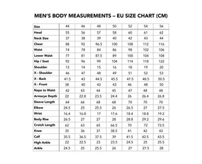 Men EU size chart in centimeters for chest, waist, hip, shoulder, sleeve, height. Comprehensive tailoring, sewing, and fashion design reference for male body shapes, international standards, clothing