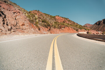 Desolate route with arid places.