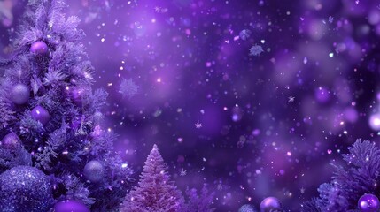 Purple Christmas tree with purple Christmas balls and a purple background