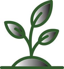 Green seedling with gradient leaves growing from soil icon sprout plant