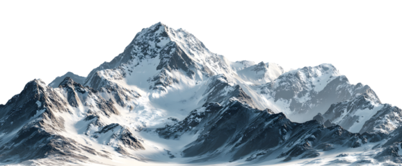 Majestic snow-capped mountain peaks bathed in dramatic sunlight, a symbol of achievement and natural grandeur