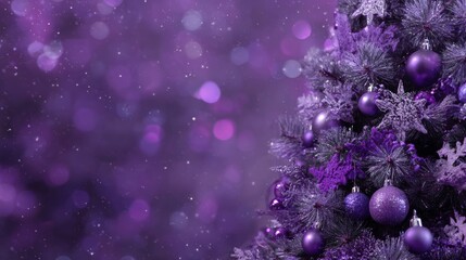 Fototapeta premium Purple Christmas tree with purple Christmas balls and a purple background