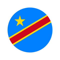 Democratic Republic of the Congo flag shaped as circle, vector illustration.	