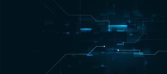 Technology blue circuit lines innovation background, Futuristic digital cyber, tech event poster or corporate business concept