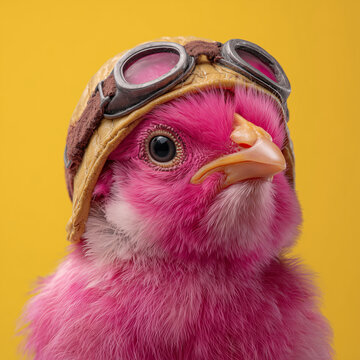 Pink Bird with Pilot Goggles