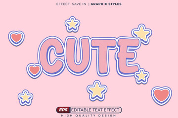 Editable 3d text effect cute with pastel color for banner and poster template