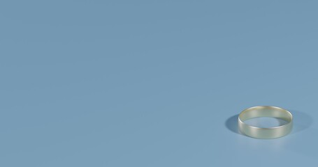 Minimalist 3D metallic ring on soft blue — clean, elegant design ideal for luxury product mockups, wedding concepts, or abstract visual presentations.