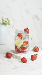 Infused water. Strawberry and lime. Healthy lifestyle
