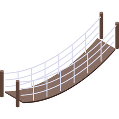 Simple Wooden Rope Bridge Illustration With A Transparent Background And A White Sky