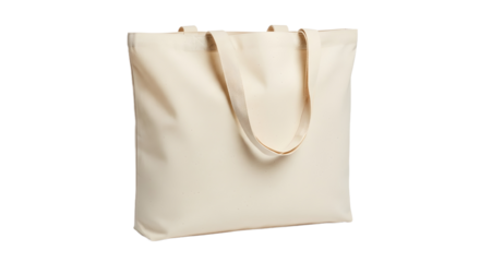 Plain canvas tote bag with fabric handles isolated on a clean white background, ideal for shopping, mockups or custom design