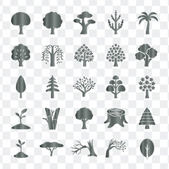 Trees Plants Forest Nature And Park Silhouette Vector Icons Set