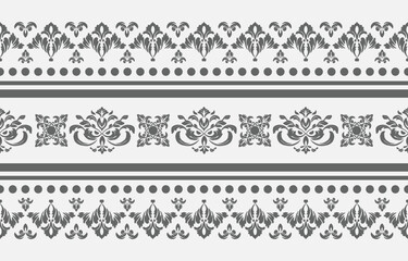 Elegant luxury damask seamless pattern with vintage floral ornament, suitable for wallpaper, packaging, wedding invitations, and fabric design.	