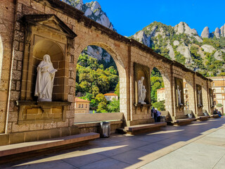 Montserrat, Spain, May 28, 2025, Sculptures in the cloister Montserrat Monastery